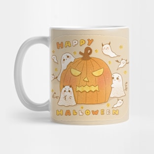 Cute Happy Halloween pumpkin and boo Mug